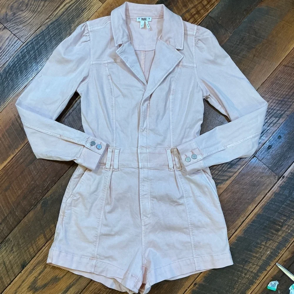 PAIGE “Meg” Romper in Vintage Pink Valentine Size 6 | Long Sleeve Utility